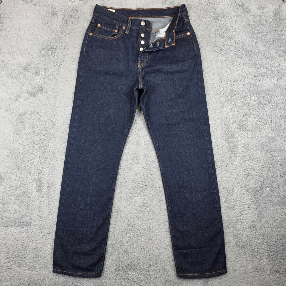 Levis 501 Button Fly Premium Original Jeans Womens 27x30 Dark Wash Denim Big E